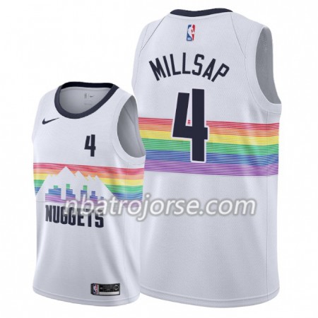 Män Denver Nuggets Tröja Paul Millsap 4 2018-19 Nike City Edition Vit Swingman